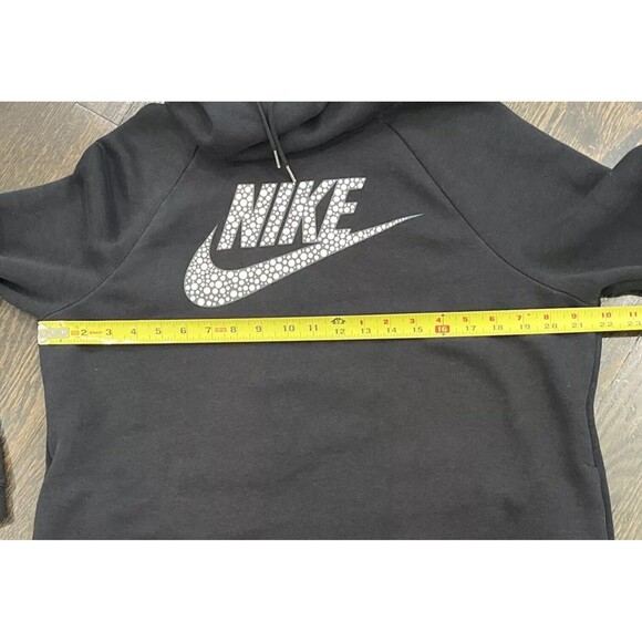 Nike Hoodie Sweatshirt Women L Black Rally Funnel Neck Metal Foil Swoosh Pouch - Picture 6 of 12